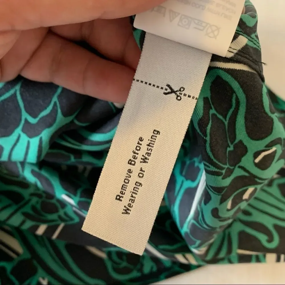 J. Crew Womens Blouse Shirt Green 3/4 Sleeve Retro Floral Popover Size 2